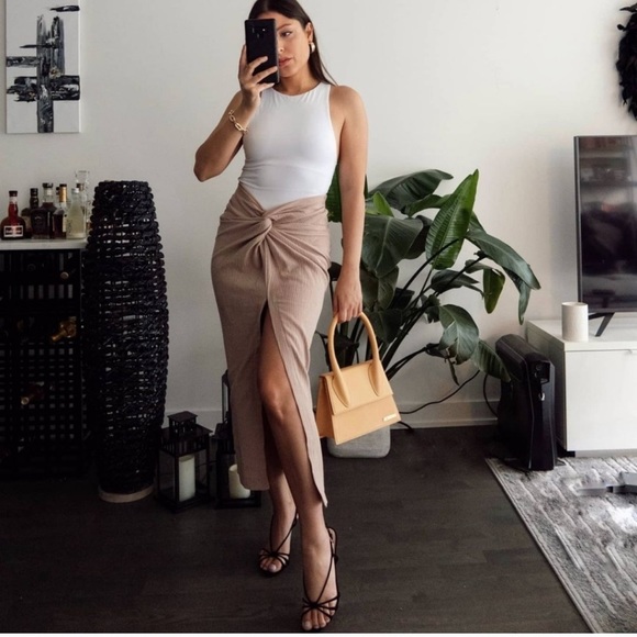 ZARA Textured Knotted Midi Skirt - Picture 4 of 13